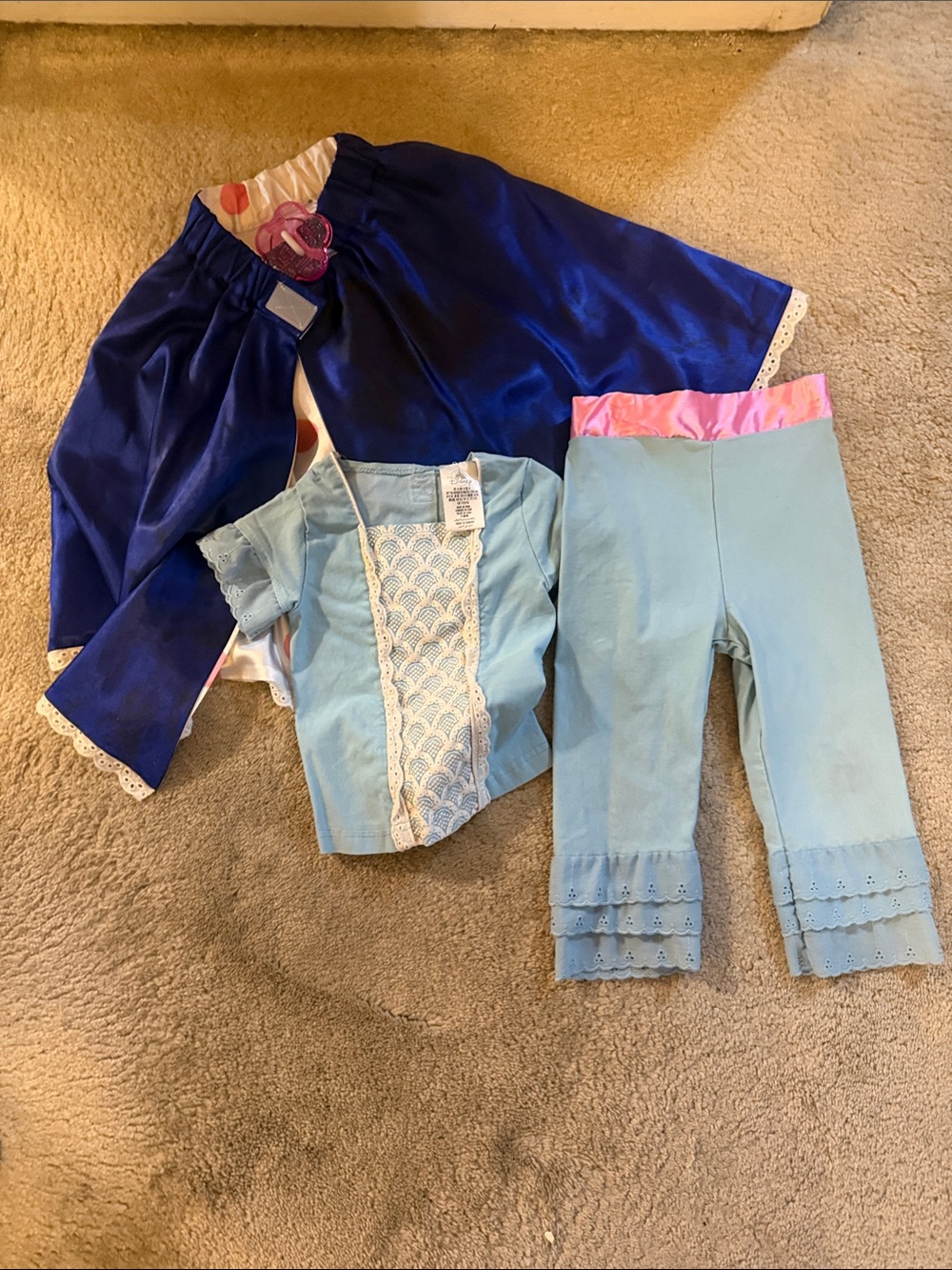 Bo Peep Girls Blue Outfit Set - Navy Skirt, Light Blue Top & Leggings